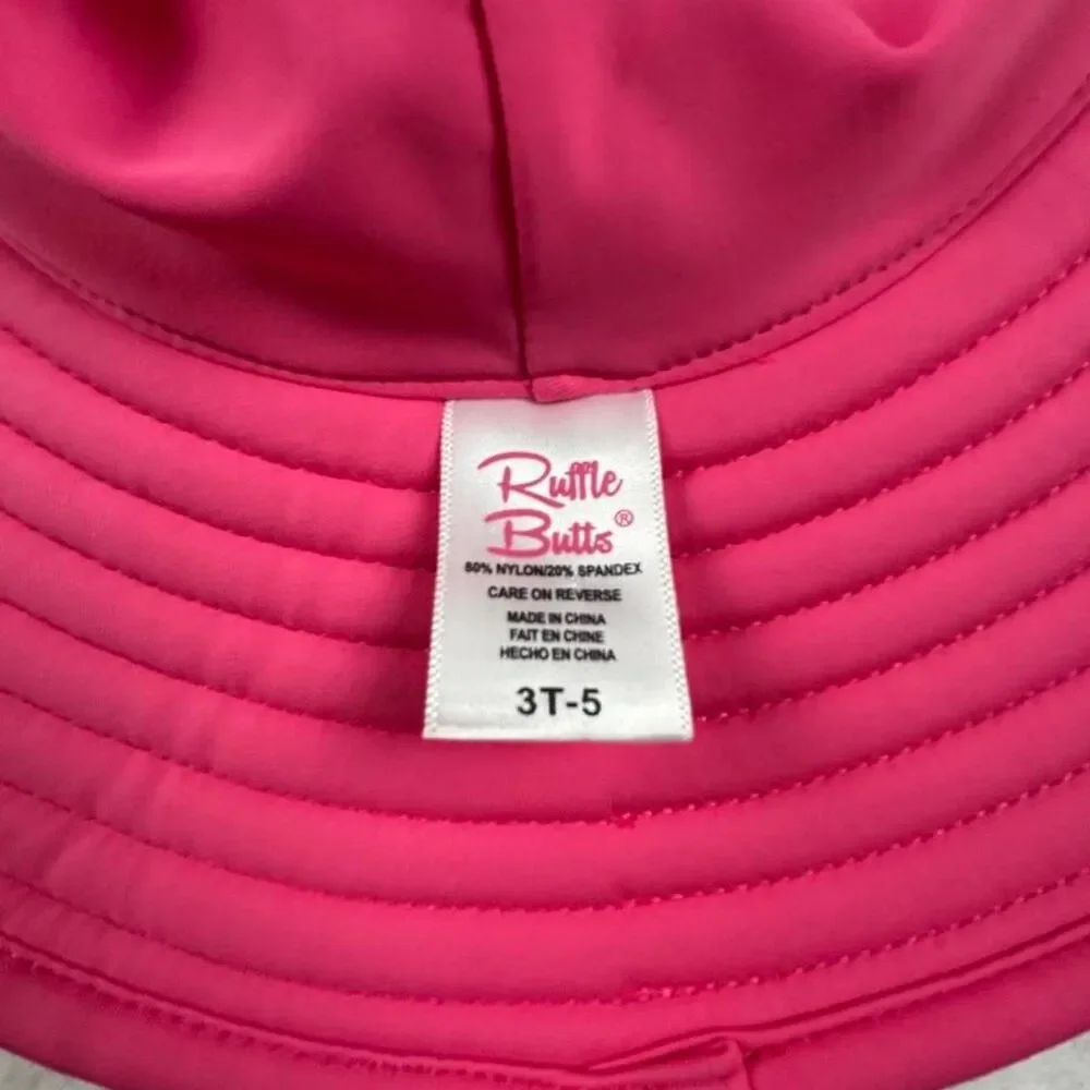 RuffleButts Pink Wide Brim Sun Hat Toddler 3T-5 Adjustable Chin Strap